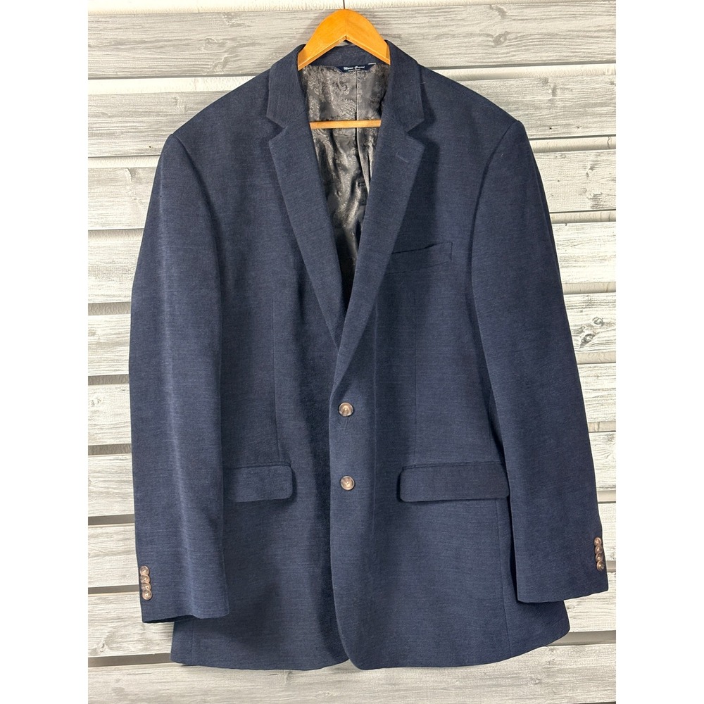 Marco Grassi New York Mens 46L Navy Blue Textured Corduroy Blazer Sport Coat